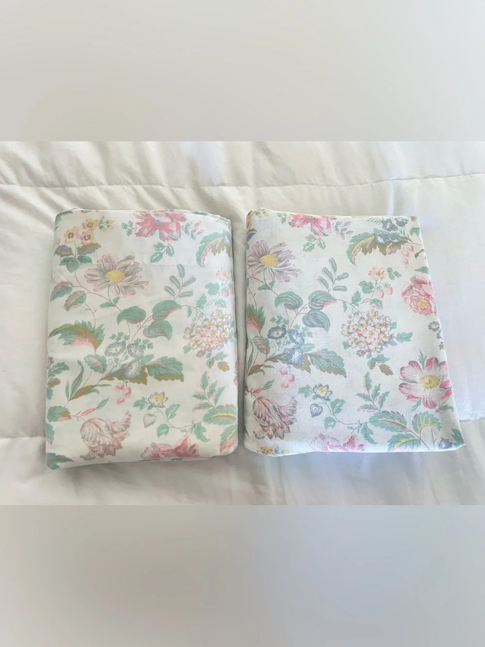 Vintage MCM Dan River Dantrel Muslin Flat & Fitted Floral King Sz